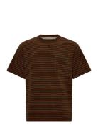 Akholger Frotte Stripe Tee Brown Anerkjendt