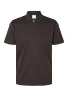 Slhfave Zip Ss Polo B Brown Selected Homme