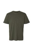 Slhaspen Slub Ss O-Neck Tee Noos Green Selected Homme