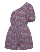 Paisley-Print Asymmetrical Jumpsuit Pink Mango