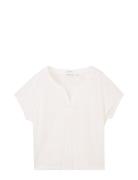 T-Shirt With Pleats White Tom Tailor