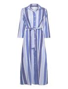 Belted Striped Shirt Dress Blue Mango