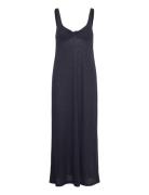 Linen Dress With Knot Detail Navy Mango