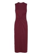 Midi-Dress With Draped Detail Burgundy Mango