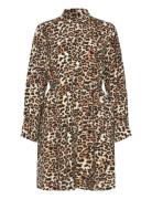 Slfsalli Ls Aop Short Dress B Brown Selected Femme