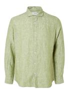 Slhregkylian-Linen Shirt Ls Cut Away Green Selected Homme