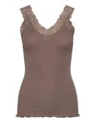 Rwbernadine Sl Lace Top Brown Rosemunde