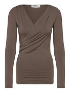 Rwsbillie Ls V-Neck Brown Rosemunde