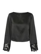 Vmmerle Lace Ls Boat Neck Top Wvn Ga Black Vero Moda