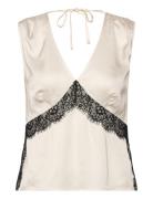 Ennis Satin Lace Top Cream French Connection