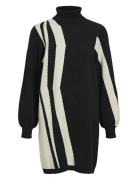 Objray L/S Knit Rollneck Dress Aop Noos Black Object