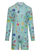 Funny Insects All Over Swim Overall Blue Bobo Choses