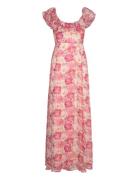 Dotted Georgette Maxi Dress Pink By Ti Mo