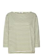 Soft Single Stripe Silje 3/4 Tee Green Mads Nørgaard