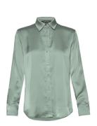 Classic Fit Satin Charmeuse Shirt Green Lauren Ralph Lauren