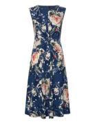 Floral Twist-Front Stretch Jersey Dress Navy Lauren Ralph Lauren