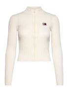 Tjw Zip Thru Badge Cardigan White Tommy Jeans