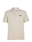 Stretch Pique Multi Tipping Polo Beige Calvin Klein