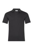 Smooth Cotton Open Placket Polo Black Calvin Klein