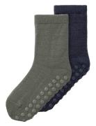 Nmmwak Wo/Bl 2P Sock W/Non Skid Navy Name It