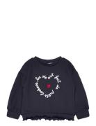 Embroidered Printed Hoodie Navy Mango