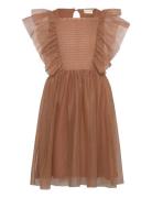 Dress Mesh W. Glitter Brown Minymo