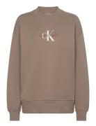 Textured Monologo Crewneck Beige Calvin Klein Jeans