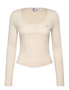 Tjw Melange Henley Ls Ext Beige Tommy Jeans