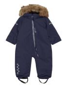 Toddler Padded Jumpsuit With Fur Navy ISBJÖRN Of Sweden