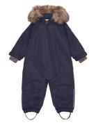 Baby Snowsuit W. Fake Fur Navy En Fant