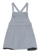 Short Cotton Pinafore Dress Blue Mango