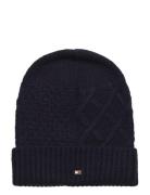 Th Flag Cable Knit Beanie Navy Tommy Hilfiger