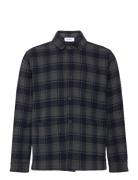 Jason Check Wool Overshirt 2.0 Navy Les Deux