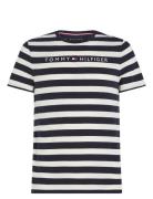 Tommy Logo Stripe Tee Navy Tommy Hilfiger