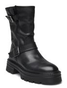 Biamella Pull On Buckle Boot Smooth Leather Black Bianco