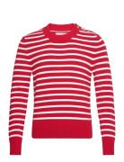 Breton Striped Shiny Cotton C-Neck Red GANT