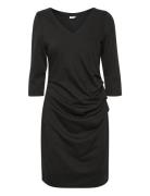 Kaindia V-Neck 3/4 Sl Dress Black Kaffe