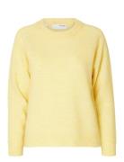 Slflulu Ls Knit O-Neck Noos Yellow Selected Femme