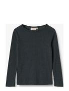 Wool Silk T-Shirt L/S Alfie Navy Wheat