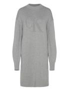 Ck Intarsia Loose Sweater Dress Grey Calvin Klein Jeans