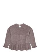 Merino Knit Blouse With Frill Grey Copenhagen Colors