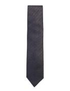 Structured Linen Blend Tie 7 Cm Navy Lindbergh Black