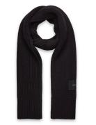 Woven Patch Knit Scarf Black Coach Accessories