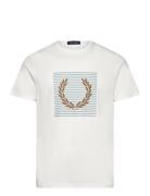 Striped Laurel Wreath Tee White Fred Perry