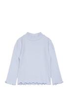 Turtleneck Long-Sleeved T-Shirt Blue Mango