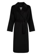 Ls Df Wool Long Wrap Coat Black Calvin Klein