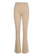 Fine Knit Rib Pants Beige Davida Cashmere