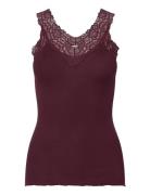 Rwbernadine Sl Lace Top Burgundy Rosemunde