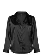 Satin Long-Sleeved Jacket Black Hunkemöller