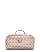 G Wave Lrg Cosmetic Travel Bag Beige GUESS